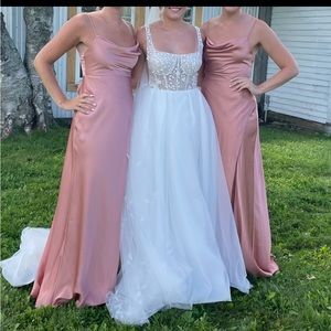 Fame and Partners Matte Strappy Draped Gown Warm Blush 4dresses size 4 and 6